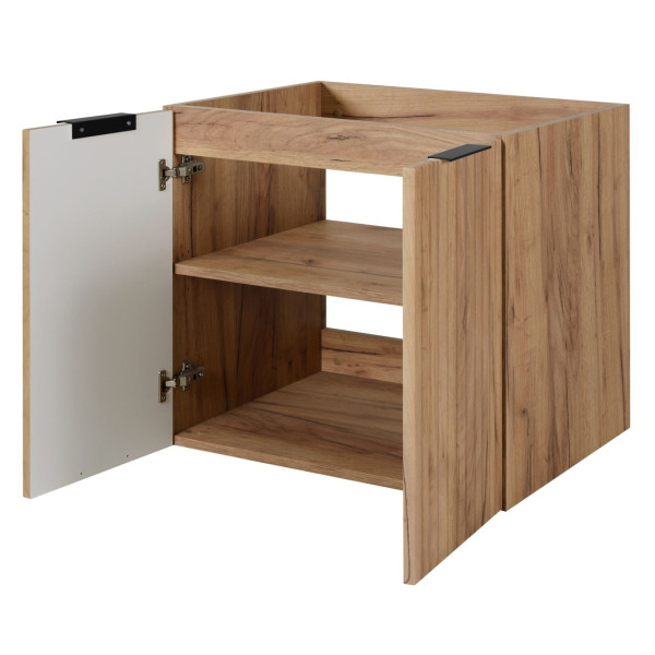 Szafka pod Umywalkę 60 cm Dąb FLOW Otwarte Drzwi Front Prawy