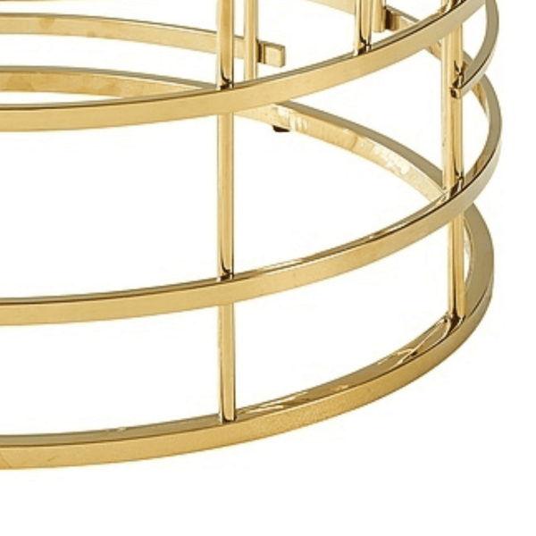 Okrągła Ława Szklana Stolik Kawowy do Salonu Pokoju Złoty Glamour ZAVIA