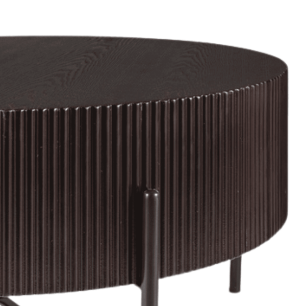 Okrągła Ława do Salonu do Pokoju Orzechowy Czarny Metal Loft OCTA