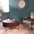 Okrągła Ława do Salonu do Pokoju Orzechowy Czarny Metal Loft OCTA