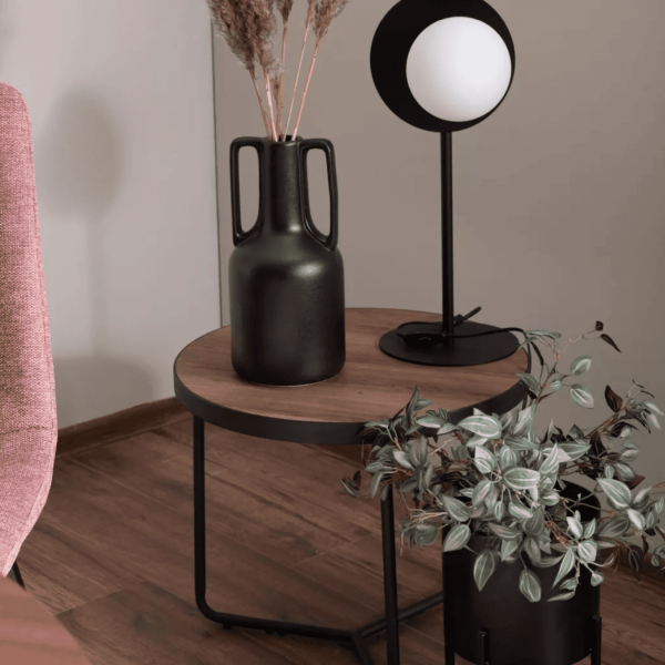 Zestaw Ław Okrągłych do Salonu do Pokoju Orzech Czarny Metal Loft TERMO
