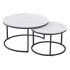 Okrągły Zestaw Ław Ceramicznych do Salonu Pokoju Stolik Kawowy Biały ARANTO