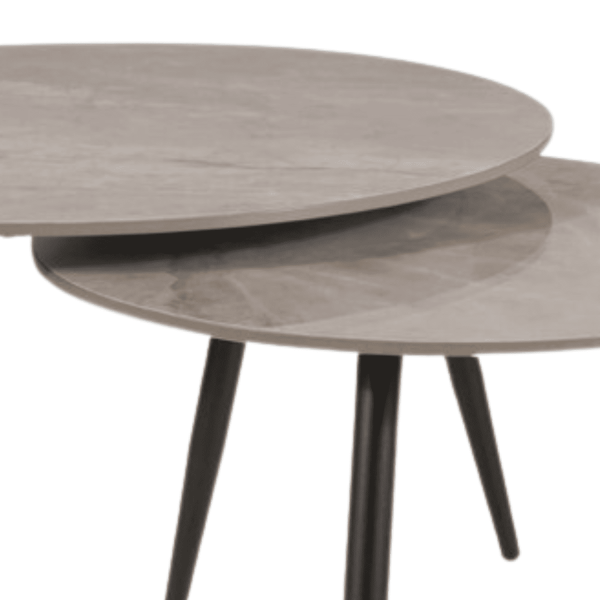Zestaw Ław Okrągłych Ceramicznych do Salonu Pokoju Stolik Kawowy Szary ORBI