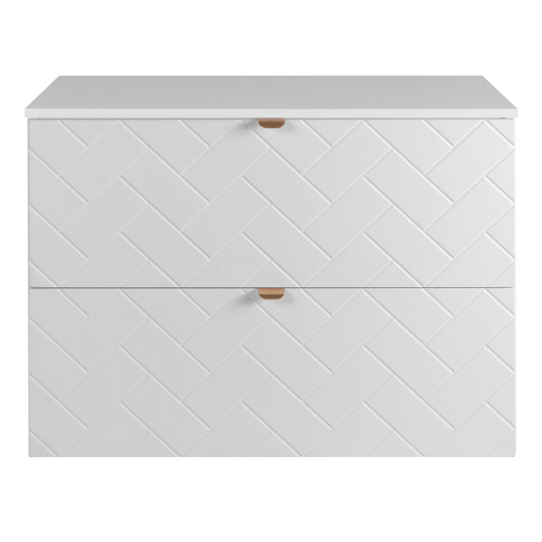 Szafka Łazienkowa 80 cm z Blatem TREND Biała Złote Uchwyty Front