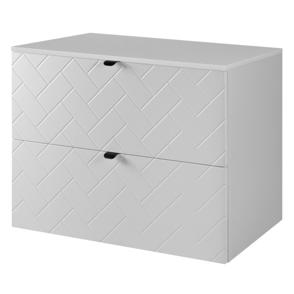 Szafka Łazienkowa 80 cm z Blatem TREND Biała Czarne Uchwyty Lewy Front