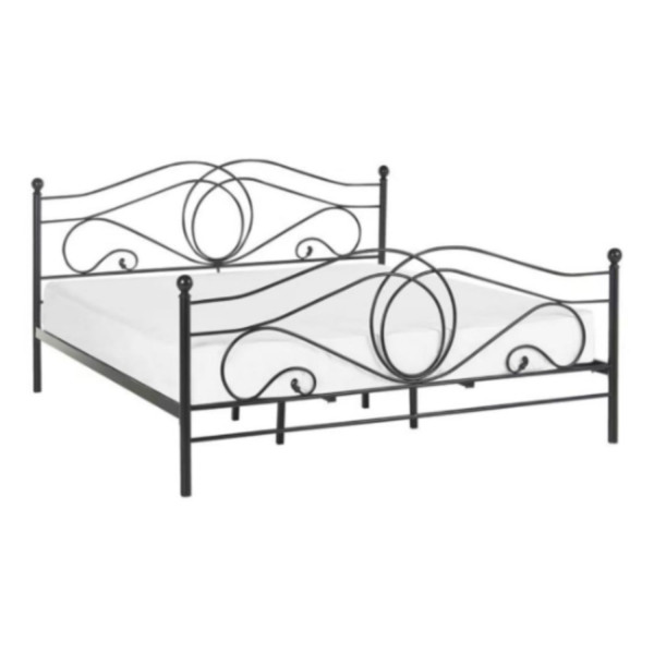 Czarne Łóżko Metalowe Podwójne 160x200 do Sypialni Dwuosobowe Czarny Metal BELMO