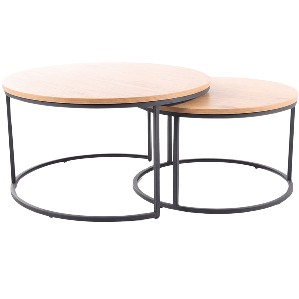 Okrągła Ława do Salonu do Pokoju Stolik Kawowy Dąb Naturalny Loft LANTO