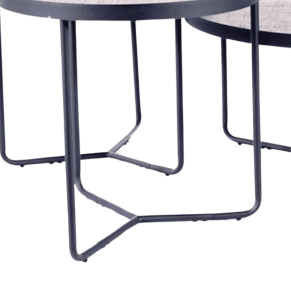 Zestaw Ław Okrągłych do Salonu do Pokoju Orzech Czarny Metal Loft TERMO