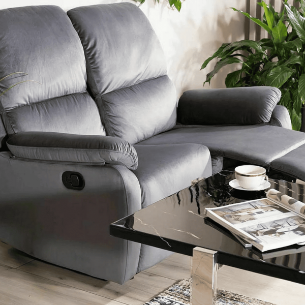 Dwuosobowa Nowoczesna Sofa Rozkładana Kanapa Welurowa Loft Szara FORSIO
