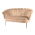 Wypoczynkowa Sofa Kanapa Welurowa Muszelka do Salonu Beżowa Złote Nogi CLARA