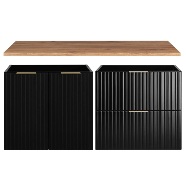 Szafka Łazienkowa z Blatem 120 cm Czarna FLOW Front