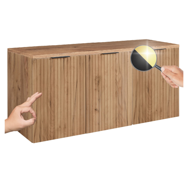 Szafka do Łazienki 120 cm z Blatem Wisząca Dąb FLOW Dwa Kolory Uchwytów