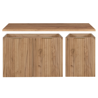 Szafka do Łazienki 120 cm z Blatem Wisząca Dąb FLOW Dwa Kolory Uchwytów