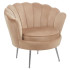 Fotel Tapicerowany Muszelka Glamour Chromowane Nogi Srebrne Cappuccino Welurowy AMILA