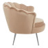 Fotel Tapicerowany Muszelka Glamour Chromowane Nogi Srebrne Cappuccino Welurowy AMILA