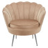 Fotel Tapicerowany Muszelka Glamour Chromowane Nogi Srebrne Cappuccino Welurowy AMILA