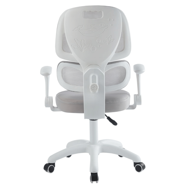 Ergonomiczny Fotel Obrotowy dla Dziecka Szary do Biurka i Nauki z Siatki JUNI Szara Siatka