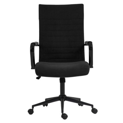 Nowoczesny Fotel Obrotowy Tapicerowany Biurowy do Komputera Biurka Czarny Welurowy NEVA