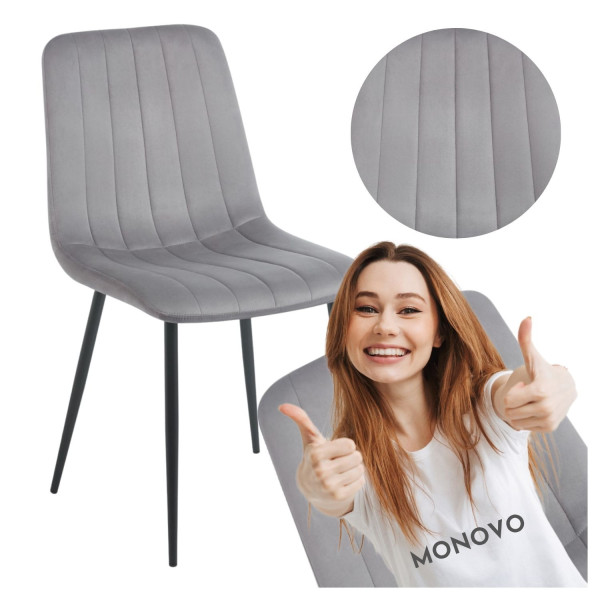Krzesło Tapicerowane Loft do Jadalni Salonu Szary Welur Metalowe Nogi ORITE