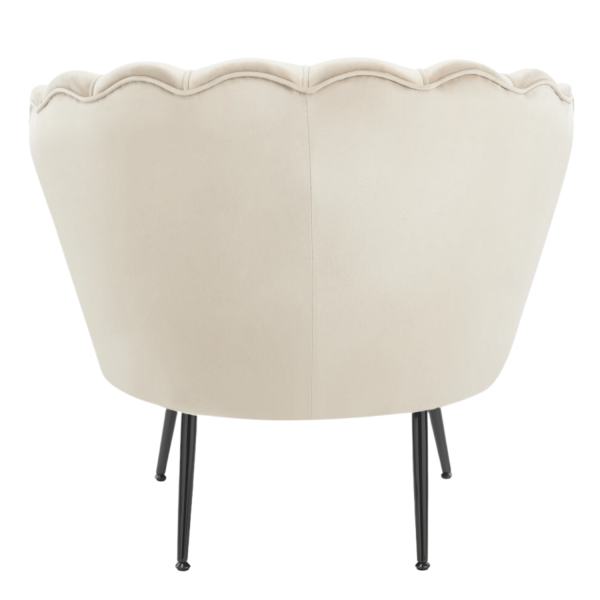 Beżowy Fotel Wypoczynkowy do Salonu Muszelka Welurowy Beż Metalowe Nogi AMILA