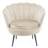 Beżowy Fotel Wypoczynkowy do Salonu Muszelka Welurowy Beż Metalowe Nogi AMILA