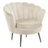 Beżowy Fotel Wypoczynkowy do Salonu Muszelka Welurowy Beż Metalowe Nogi AMILA