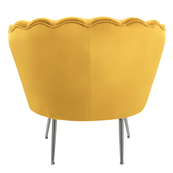 Nowoczesny Fotel Wypoczynkowy do Salonu Glamour Welurowy Curry Srebrne Nogi AMILA