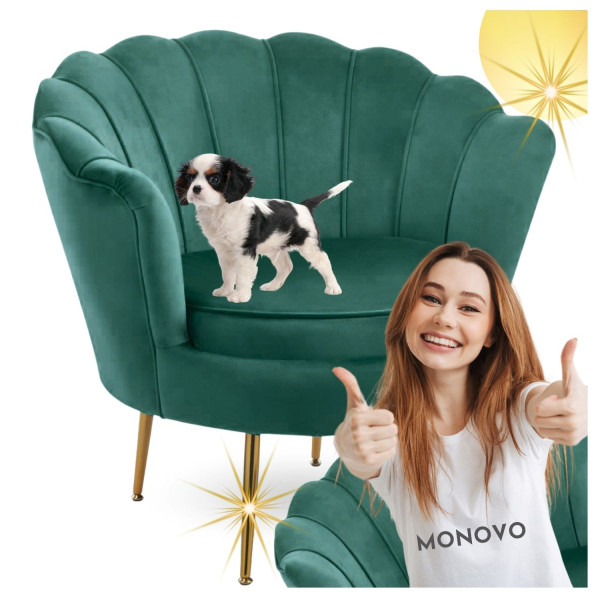 Welurowy Fotel Wypoczynkowy do Salonu Glamour Złote Nogi Nowoczesny Butelkowa Zieleń AMILA