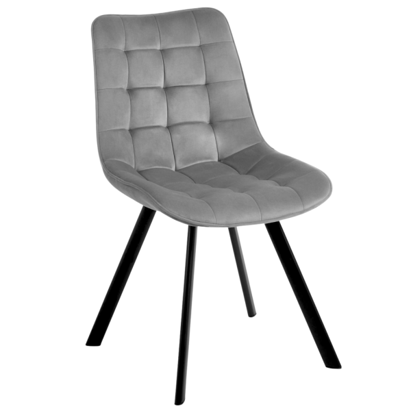 Welurowe Krzesło Tapicerowane do Salonu Jadalni w Stylu Loft Velvet Szare COCO