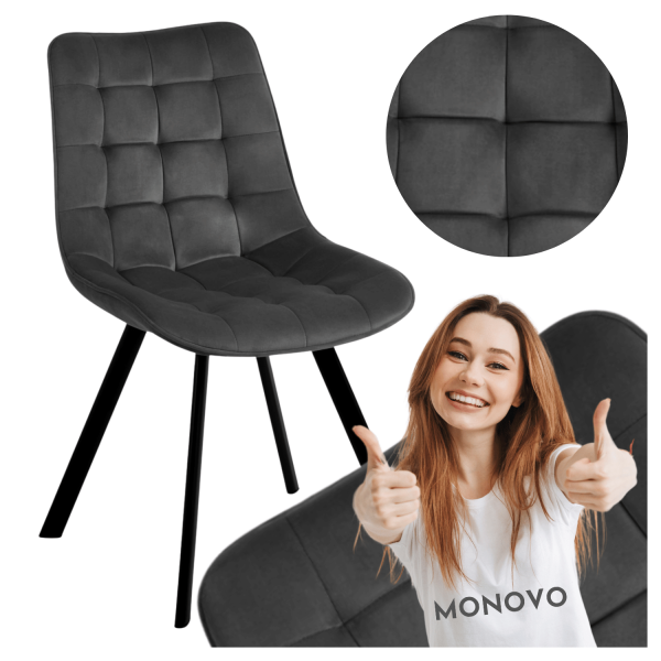 Krzesło Tapicerowane do Salonu Jadalni Styl Loft Czarne Welurowe COCO