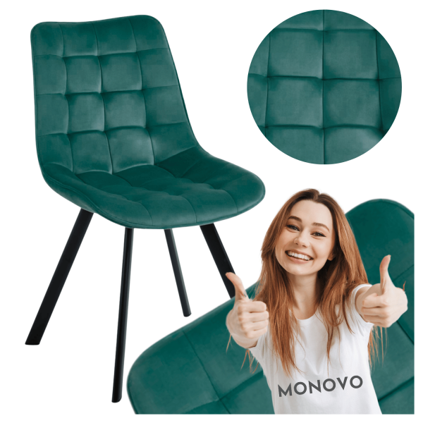 Zielone Nowoczesne Krzesło Tapicerowane do Salonu Jadalni Loft Zielony Welur COCO
