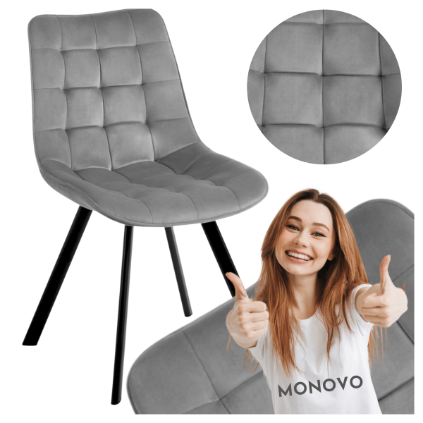 Welurowe Krzesło Tapicerowane do Salonu Jadalni w Stylu Loft Velvet Szare COCO