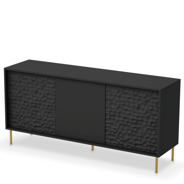 Nowoczesna Komoda Czarna do Salonu BULLET KM-1 Halmar Lewy Front