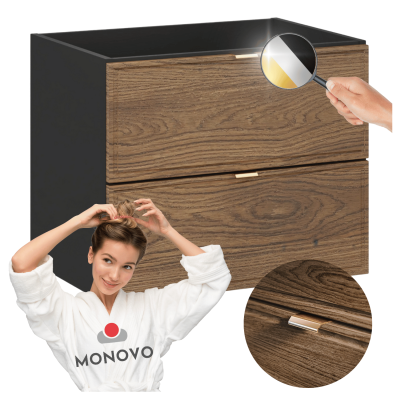 Nowoczesna Szafka pod Umywalkę z Szufladami 60 cm do Łazienki Czarna Dąb Casella TALIA