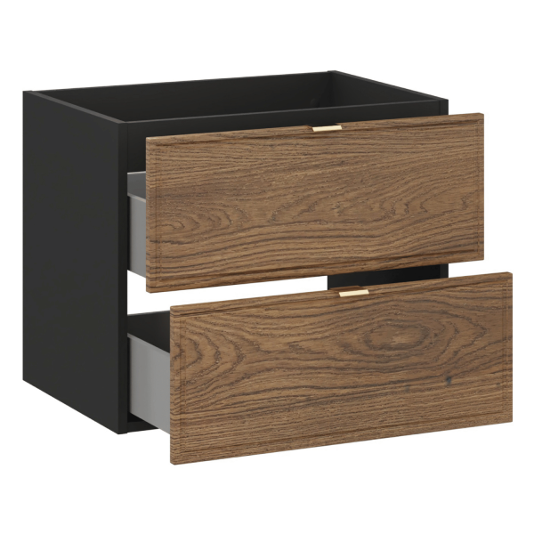 Nowoczesna Szafka pod Umywalkę Nablatową 60 cm do Łazienki Retro Dąb Casella Czarna TALIA