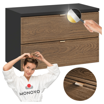 Stylowa Szafka pod Umywalkę 80 cm do Łazienki Retro Dąb Casella Czarna TALIA