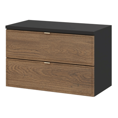 Stylowa Szafka pod Umywalkę 80 cm do Łazienki Retro Dąb Casella Czarna TALIA