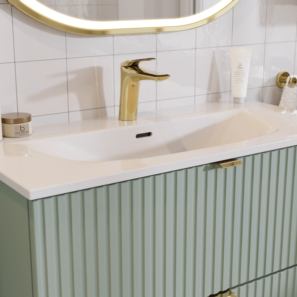 Biała Lakierowana Umywalka Ceramiczna Meblowa 81x40 cm do Łazienki Biały Połysk SKY 3 COMAD