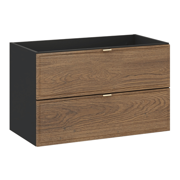 Zestaw Łazienkowy Szafka 80 cm z Umywalką Nablatową do Łazienki Retro Vintage Dąb Casella Czarny Mat TALIA