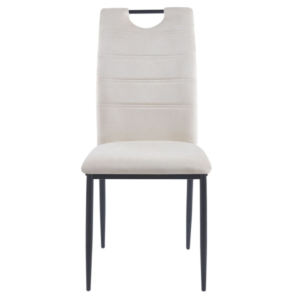 Krzesło Tapicerowane do Jadalni Salonu Loft z Uchwytem Welurowy Beż Metalowe Nogi TAVOS