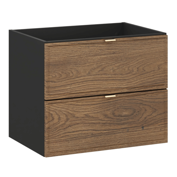 Zestaw Mebli Łazienkowych z Umywalką 60 cm do Łazienki Retro Vintage Dąb Casella Czarny Mat TALIA