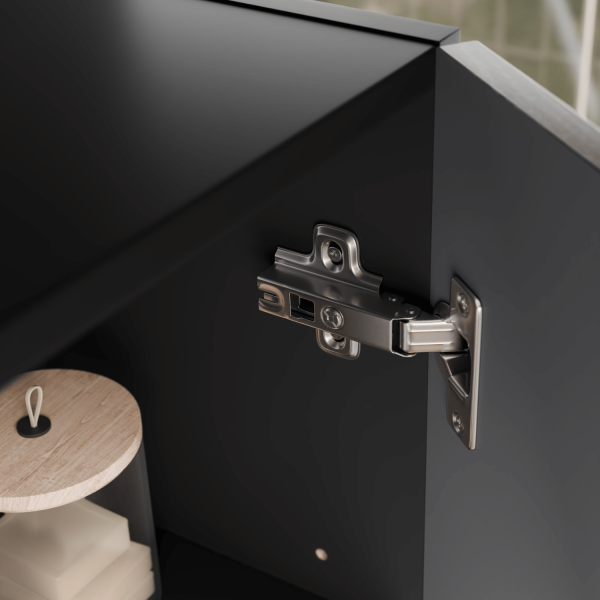 Zestaw Mebli Łazienkowych z Umywalką 60 cm do Łazienki Retro Vintage Dąb Casella Czarny Mat TALIA