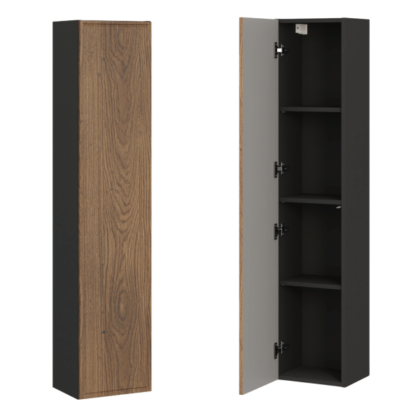 Zestaw Mebli Łazienkowych z Umywalką 60 cm do Łazienki Retro Vintage Dąb Casella Czarny Mat TALIA