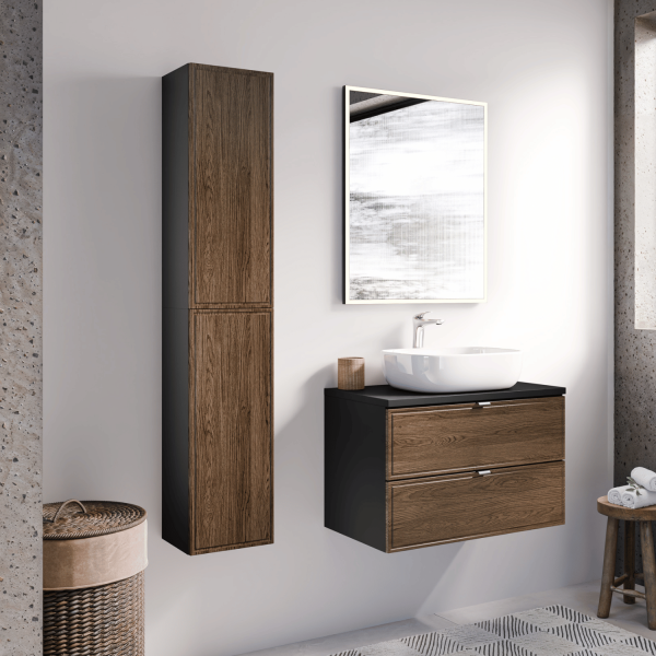 Komplet Łazienkowy Szafka z Umywalką 60 cm Modułowa Szafka Słupek Retro Vintage TALIA