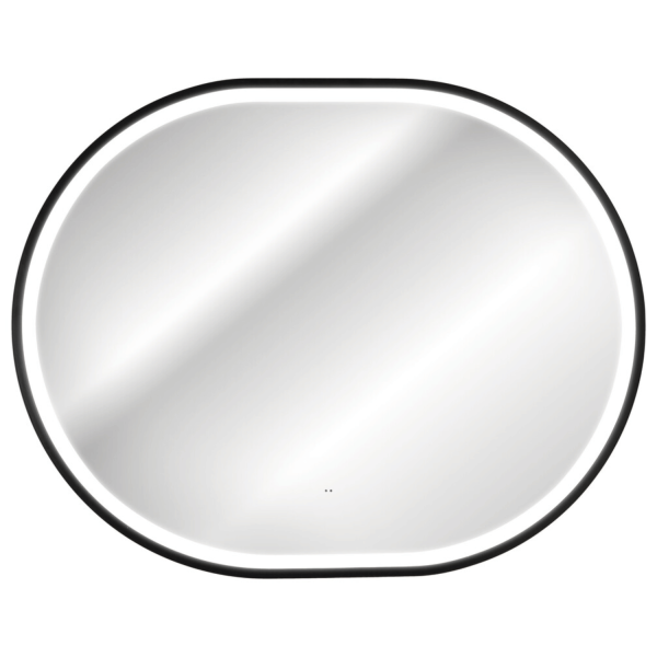 Owalne Lustro Łazienkowe Czarne LED 90x70 cm z Włącznikiem w Ramie Podświetlane APOLLO 2 COMAD