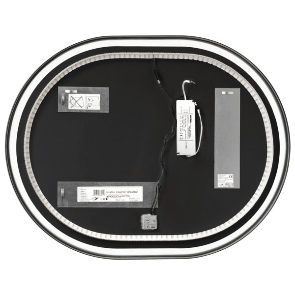 Owalne Lustro Łazienkowe Czarne LED 90x70 cm z Włącznikiem w Ramie Podświetlane APOLLO 2 COMAD