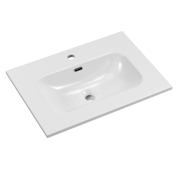 Błyszcząca Umywalka Meblowa 61x46 cm do Łazienki Biała Połysk FLY COMAD