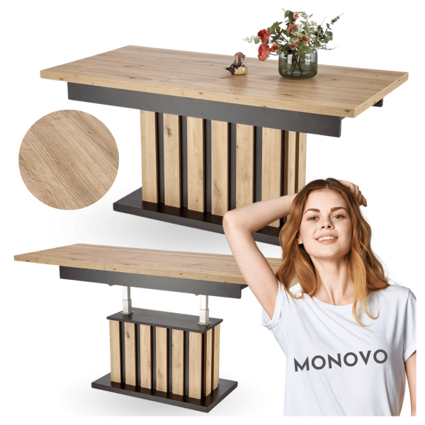 Ława do Salonu Loft BARETTI Stolik Kawowy Nowoczesny Dąb Artisan Czarny Halmar