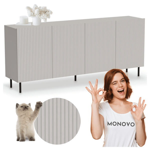 Komoda Nowoczesna Ryflowana do Salonu Kaszmirowa Loft PAXOS Km-2 Halmar