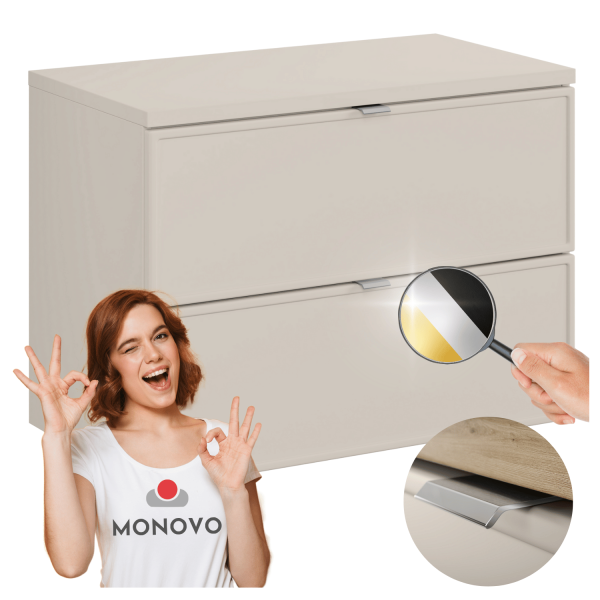 Nowoczesna Szafka pod Umywalkę 80 cm z Blatem Kaszmirowa Beżowa BELLA